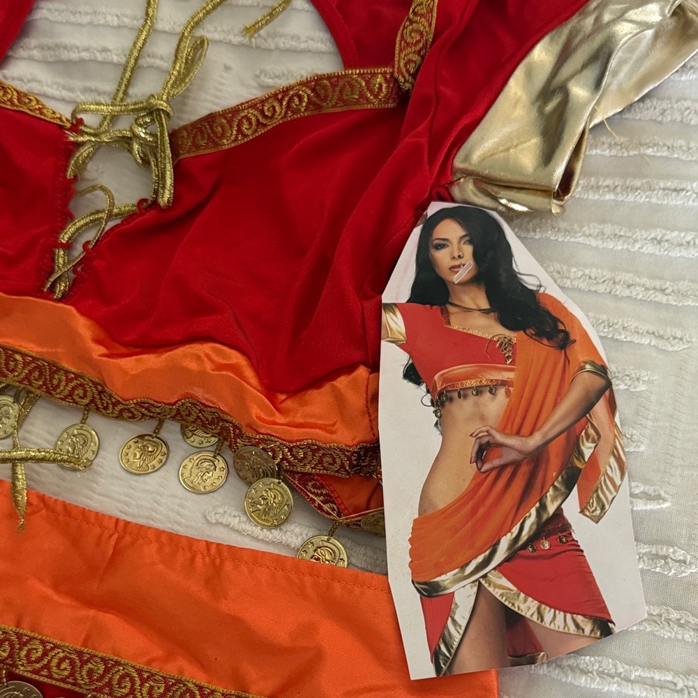 Women's Red and Orange Belly Dance Costume